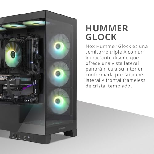 Caja ATX Hummer Glock negra ideal para montar un setup de videojuegos limpio y silencioso 6