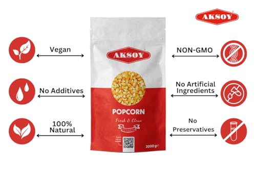 Aksoy Popping Corn Kernels - 2KG | Popcorn Seeds For Stovetop, Microwave & Air Popper | Freshly Harvested Corn For Delicious Homemade Popcorn Snacks... (Packaging May Vary) - 11