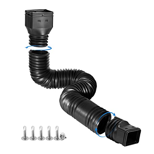 plusgutter Black 1-Pack Rain Gutter Downspout Extensions Flexible, Drain Downspout Extender,Down Spout Drain Extender, Gutter Connector Rainwater Drainage,Extendable from 21 to 68 Inches by plusgutter - Used condition - CA$21.84