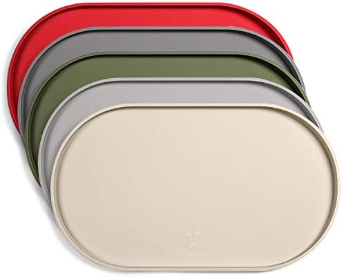 DogBuddy Dog Food Mat - Waterproof Dog Bowl Mat, Silicone Dog Mat for Food and Water, Pet Food Mat with Edges, Nonslip Dog Feeding Mat, Dog Food Mats for Floors (Small, White Sand)