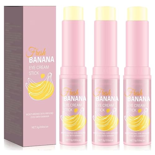 Crema de Plátano para Ojos – Bálsamo Hidratante Antiarrugas en Barra con Vitamina E | Tratamiento Reafirmante e Hidratante para el Contorno de Ojos, Reduce las Ojeras y la Hinchazón (3 PCS)