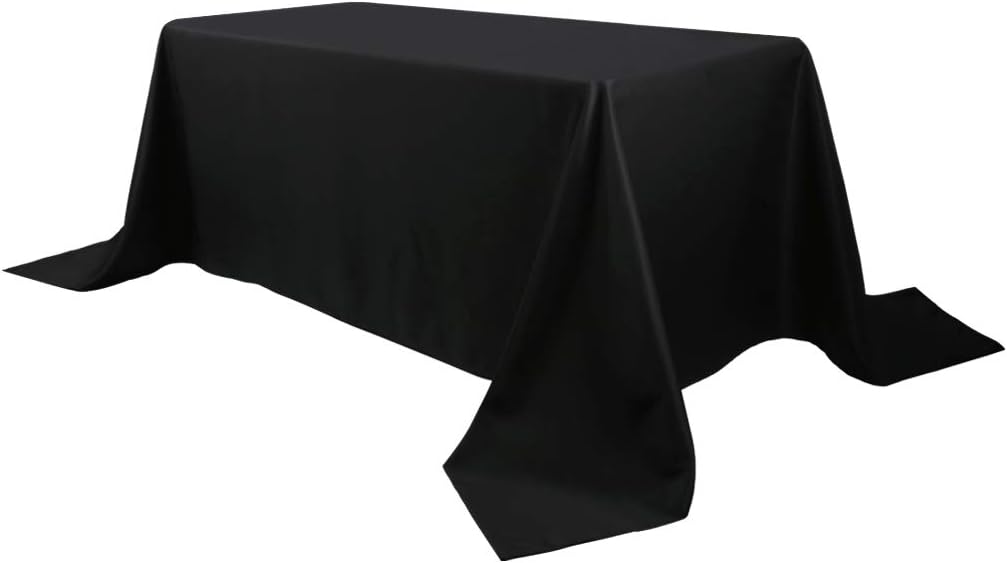 Waysle 90x132-Inch Oblong Tablecloth, 100% Polyester Washable Table Cloth 6Ft. Rectangle Table, Black