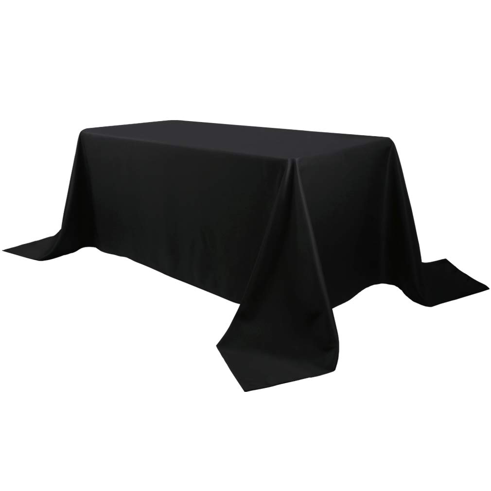 Waysle 90x132-Inch Oblong Tablecloth, 100% Polyester Washable Table Cloth 6Ft. Rectangle Table, Black