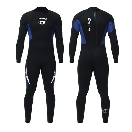 Owntop Herren Neoprenanzug 3/2mm - Vorderer Reißverschluss Voll Tauchanzüge, Stretch Pro Neopren-Nassanzug Thermische Volle Länge Tauchhaut zum Surfen Schnorcheln, Herren Blau XXL
