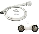 RV/Mobile Home White Shower Faucet with Smoke Handles and Hand-Held Shower Combo Set