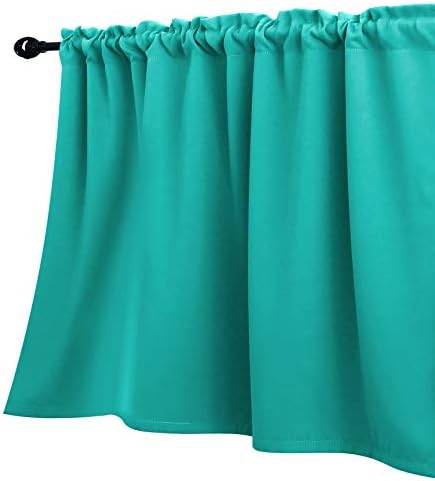 Turquoise Valances for Windows Summer Beach Small Window Treatments Decor Rod Pocket Basic Blackout Waterproof Short Curtain Toppers and Valances for Living Room Bedroom Kitchen Bathroom Large Window