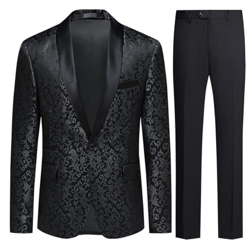 Allthemen Herren Anzug 2 Teilig Smoking Slim Fit Anzüge für Hochzeit...