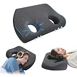 Daneey Piercing Pillow for Side Sleepers with Ear Hole Memory Foam Ear Pillows with Holes for Ear Pain, Ear Piercing Pillow for Ear Pain, Grey Washable Cover