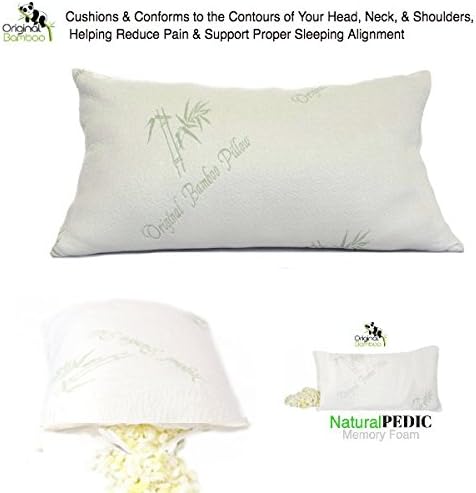Original Bamboo Queen NaturalPEDIC Memory Foam Adjustable Pillow with Pillow Case and Zipper