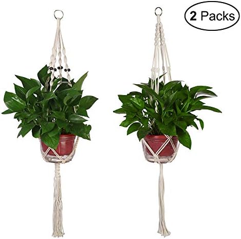 CGBOOM Macrame Plant Hangers, Hanging Plant Holder Hanging Planter Handmade Cotton Rope Flower Pot Holder 2 Pack 41.7 inch for Indoor Outdoor Home Decoration