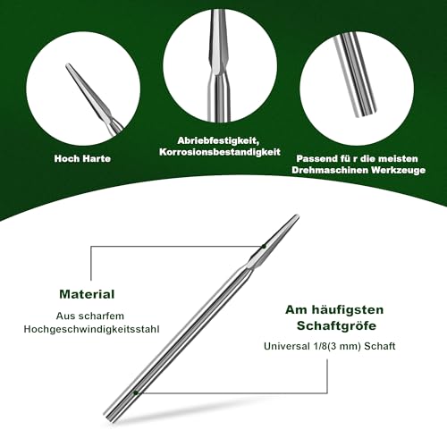 10Stück Holzschnitzwerkzeug Set kompatibel mit Dremel Rotationswerkzeuge Zubehör，3mm Schaft Verschiedene Schnitzbits，Gravierbohrer Holz für Holz Schnitzen, Gravieren, Bohren, Mikro und Skulptur
