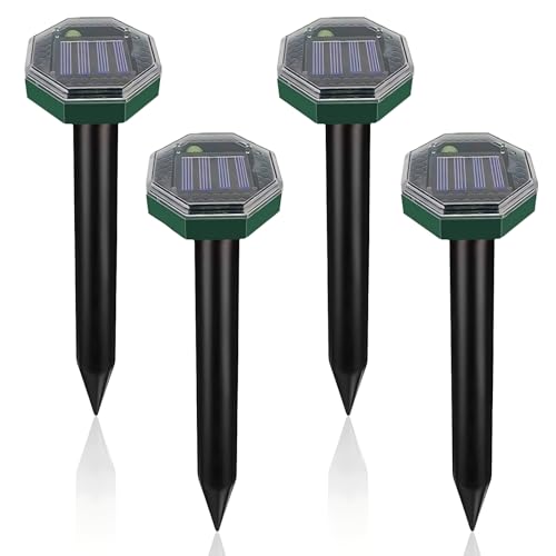 4 Piezas Repelente Ultrasónico Solar para Topos, Ahuyentador Solares Ratones Impermeables, Repelente Ultrasónico Animales para Topos, Zorros, Ardillas, Roedores, Jardín y Césped