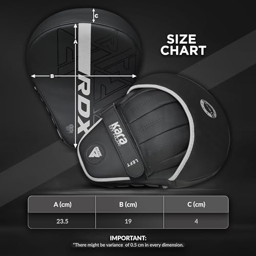 Image of RDX Boxing Pads Curved Focus Mitts, Maya Hide Leather Kara Hook and jab Training Pads, Adjustable Strap Ventilated, MMA Muay Thai Kickboxing Coaching Martial Arts Punching Hand Target Strike Shield