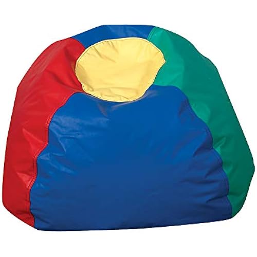 Children's Factory 26" Round Bean Bag, Bean Bag Chair with Water-Resistant Cover for Kids, Flexible Seating for Classroom Elementary, Easy to Clean, Rainbow