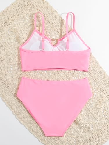 Milumia Girl's 2 Piece Bikini Sets Ring Linked Spaghetti Strap Swimsuit Bathing Suit2