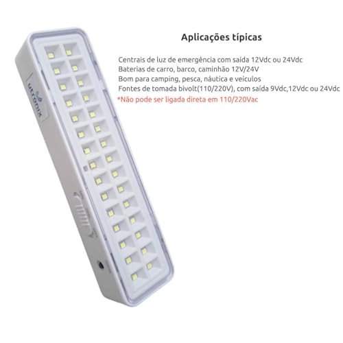 Kit 5 x Luminaria 30 leds 12V 24V pra bateria solar camping