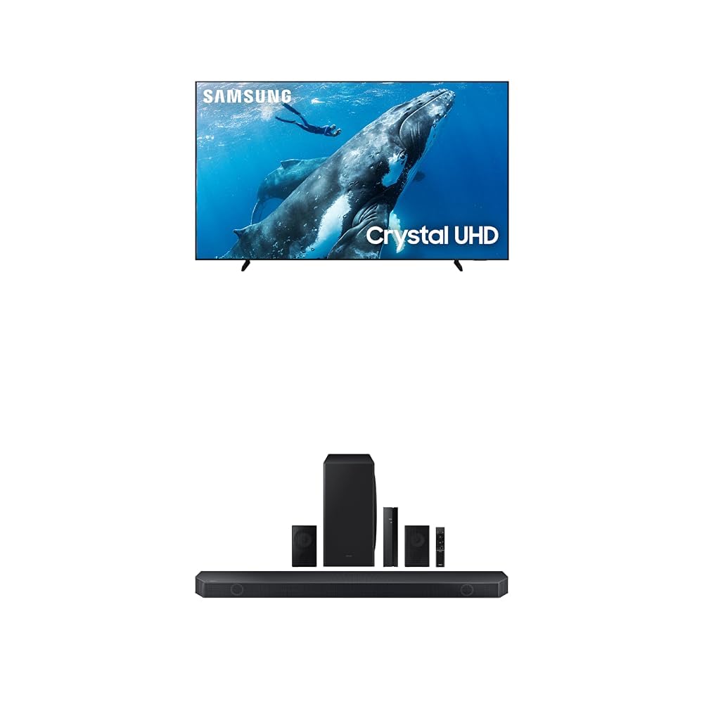 SAMSUNG 98-Inch Class 4K Crystal UHD DU9000 Series HDR Smart TV, Object Tracking Sound Lite, (UN98DU9000, 2024 Model) HW-Q910D 9.1.2 ch Soundbar w/Dolby Audio, 2024