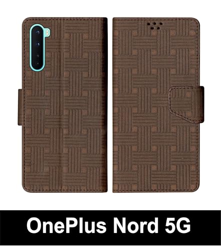 Image of SBMS Flip Cover Case for OnePlus Nord 5G Back Case Cover with Magnatic Closure | Inbuilt Stand | Card & Money Pocket (Mat Brown)