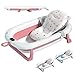 JUPPLIES Bañera Plegable Bebe con Cojin Ergonomico - Bañera Bebe con Patas Plegables Antideslizantes y Termómetro Digital - Bañerita Bebe Portatil y Facil de Guardar (Rosa SIN estructura metálica)