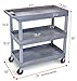 Tubstr 3-Tier Rolling Utility Cart with Wheels | Supports 300 lbs. Total | Heavy-Duty Capacity for Garage Storage, Office Spaces, & Kitchen Use | Durable Tool Cart with Locking Wheels (Gray, 32 x 18)