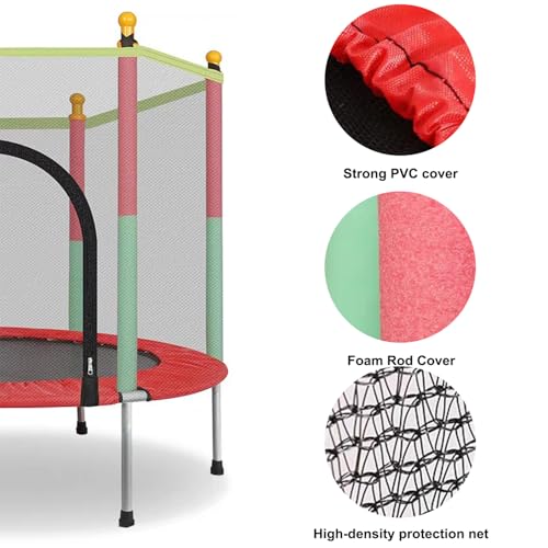 Gziztx Trampoline for Toddlers 55''/140CM Rebounder Trampoline for Kids Ages 1 to 8 Indoor Outdoor with Enclosure Net, Foam Pole Covers - Image 2