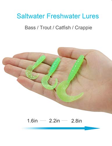 Grub Fishing Lures, 240-Pack 1.6 Inches Soft Plastic Bait For Saltwater / Freshwater, 10 Mixed Colors #TOP1