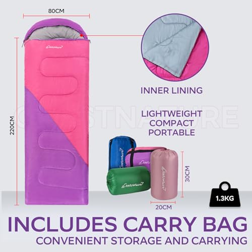 Clostnature Sleeping Bag for Adults and Kids - Compact Lightweight Sleeping Bag, 4 Season Ultralight Camping Sleeping Bag for Summer, Winter, Children, Girls, Boys - Storage Sack Included(Left Zipper) - Image 3