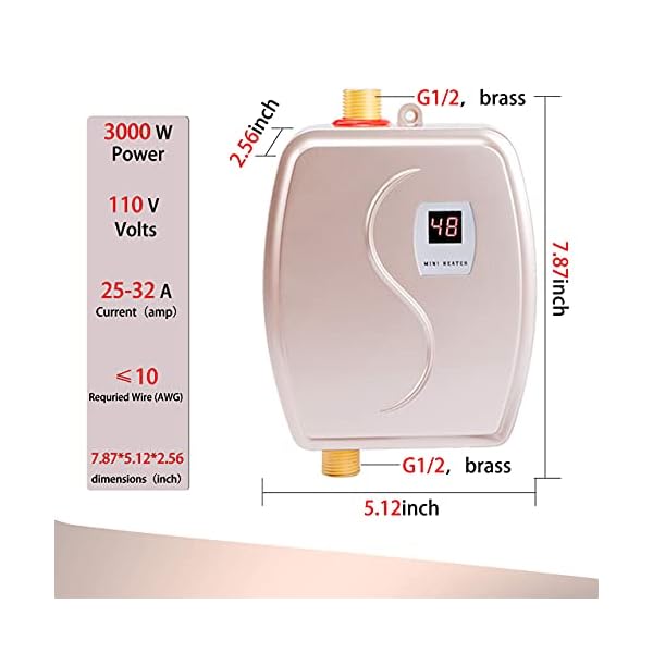 Water Heater, Tankless Electric Water Heater Portable Wall Mount Instant Heating Hot Water With