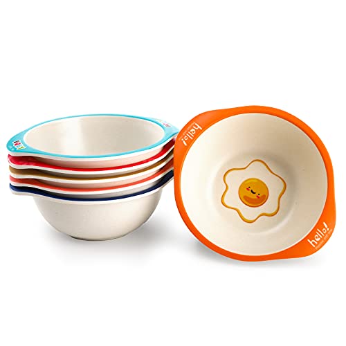Zeayea Set Of 6 Kids Bowls, 8 Oz Durable Kids Cereal Bowls, Bpa Free Cute Snack Bowls Stackable Bamboo Dinnerware For Serving Soup, Pasta, Fruit, Ice Cream, Cereal, Snacks, Dishwasher Safe #TOP2