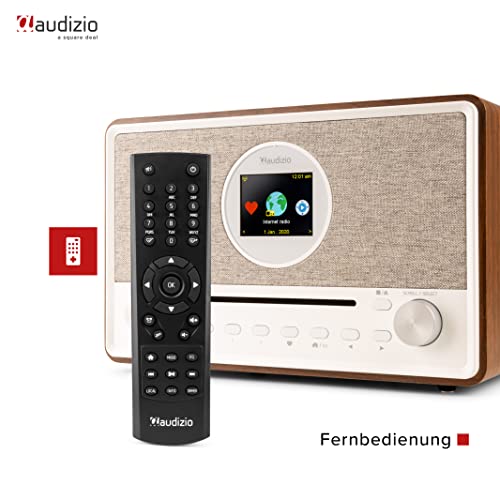 Audizio Lucca Stereo Dab Radio mit CD-Player, Internetradio WLAN, Bluetooth & Mp3-Player, Fernbedienung, kristallklarer Sound, stilvolles Retro Design im Holzgehäuse, Klares Display - Beige – Bild 5