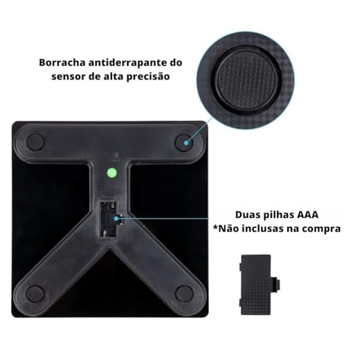 Balança Digital Bioimpedancia Alta Precisão Suporta Até 180kg Com Conexão Bluetooth Balança Para Ava