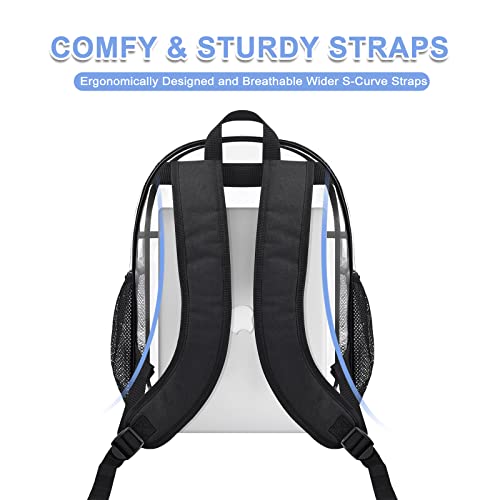 Clear Backpack, Heavy Duty PVC Transparent Backpack, Clear Book Bag,See Through Backpacks for College Concert Travel (Large)4
