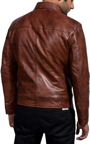Image of Isaac & David Chicago Mens Leather Jacket Real Lambskin Classic Vintage Style Leather Jackets For Men Leather Jacket for Mens