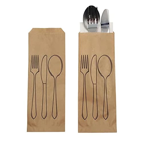 100 st papperspåsar för bestick – 9 x 25 cm, bestickpåsar, papper, kraftpapperspåsar, perfekt för fester och speciella tillfällen, engångshandväska (100)