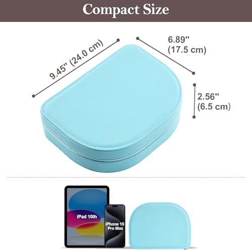 ProCase Travel Size Jewelry Box, Large Portable Seashell-Shaped Jewelry Case, 2 Layer Jewelry Organizer in PU Leather for Women -Blue by ProCase - Used condition - Image 6
