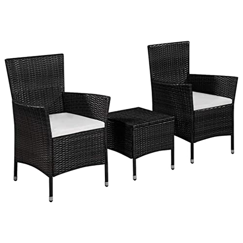 Xichuzi Set Mesa y sillas bistró de jardín 3 pzas, Conjunto Mesa Y Sillas Terraza, Muebles para Jardin Y Terraza, Conjunto Muebles Exterior Terraza, ratán sintético Negro