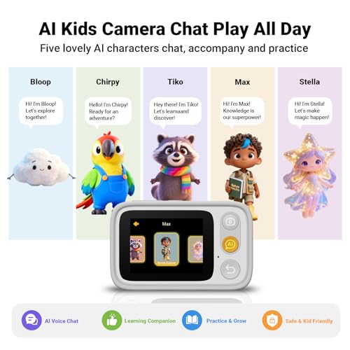 Dr.LOOK AI Learning Camera for Kids, STEM Learning Toy, Snap & Learn Camera with AI Object Recognition, Voice Interactive Chat, Creative Art, 5 Languages, Low-Blue Light Screen, 4G & WiFi (White) — view 4