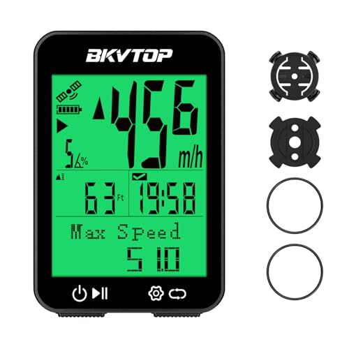 BKVTOP GPS Bike Computer Wireless Cycling Computer with 9 Language Support, 2.4 Inch Easy to Read...