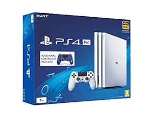 Sony PS4 Pro 1 TB Console (White) with Additional Dual shock Blue FC controller pasted outside Box