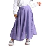OCHENTA リトルビッグガールズ コットン ロング マキシスカート カジュアル ルネッサンスフェアリーボーホースカート, バイオレット, 12-13 Years