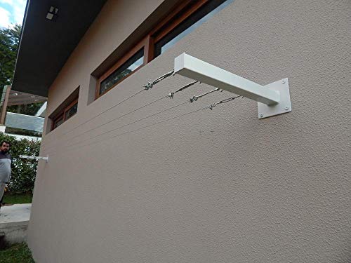 Varal de Roupa de Aço Parede 150 Kg Extensível 4 Mt Cabo de Aço