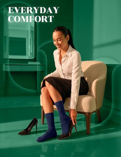 Image of Hugh Ugoli Womens Thin Soft Bamboo Dress Socks, Business, Crew, 3-6 Pairs