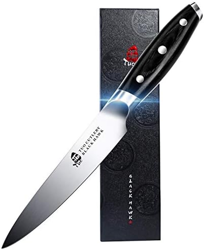 TUO Kiritsuke Knife 8.5 inch Japanese Chef Knife Vegetable Cleaver German High Carbon Stainless Steel Kitchen Knife with Full Tang Pakkawood Handle-Black Hawk Series