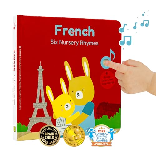 Cali's Books French Nursery Rhymes Sound Book for toddlers 1-3. Bilingual Books for 1 year old French Baby Book