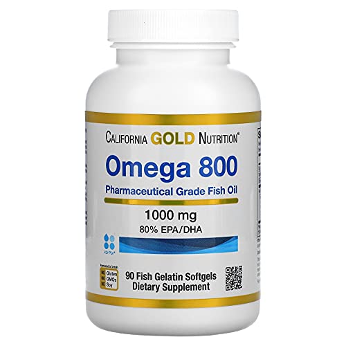 California Gold Nutrition, Omega 800 Pharmaceutical Grade Fish Oil, 80% EPA/DHA, Triglyceride Form, 1000 mg, 90 Fish Gelatin Softgels