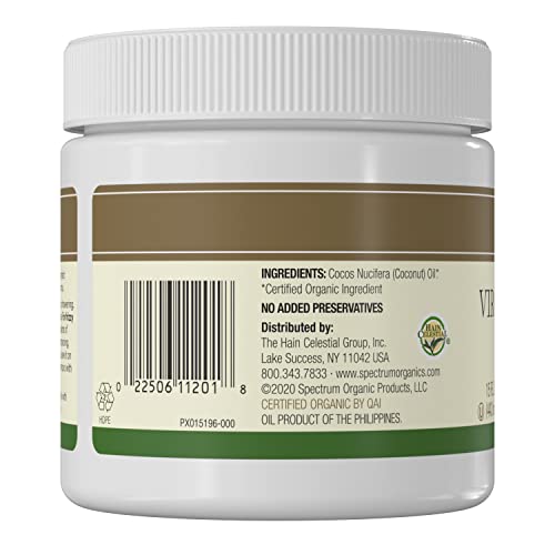 Spectrum Essentials Organic Virgin Coconut Oil, Unrefined, 15 Oz (Packaging May Vary) #TOP1