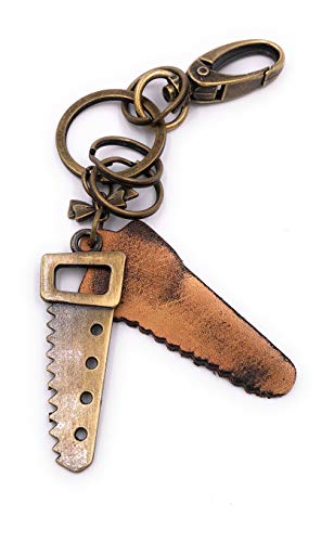 H-Customs Scie à bois Scie Bronze Porte-clés Pendentif en métal