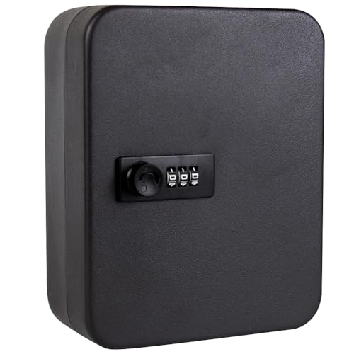 Caja de seguridad de llaves con 20 ganchos y cerradura para pared de oficina