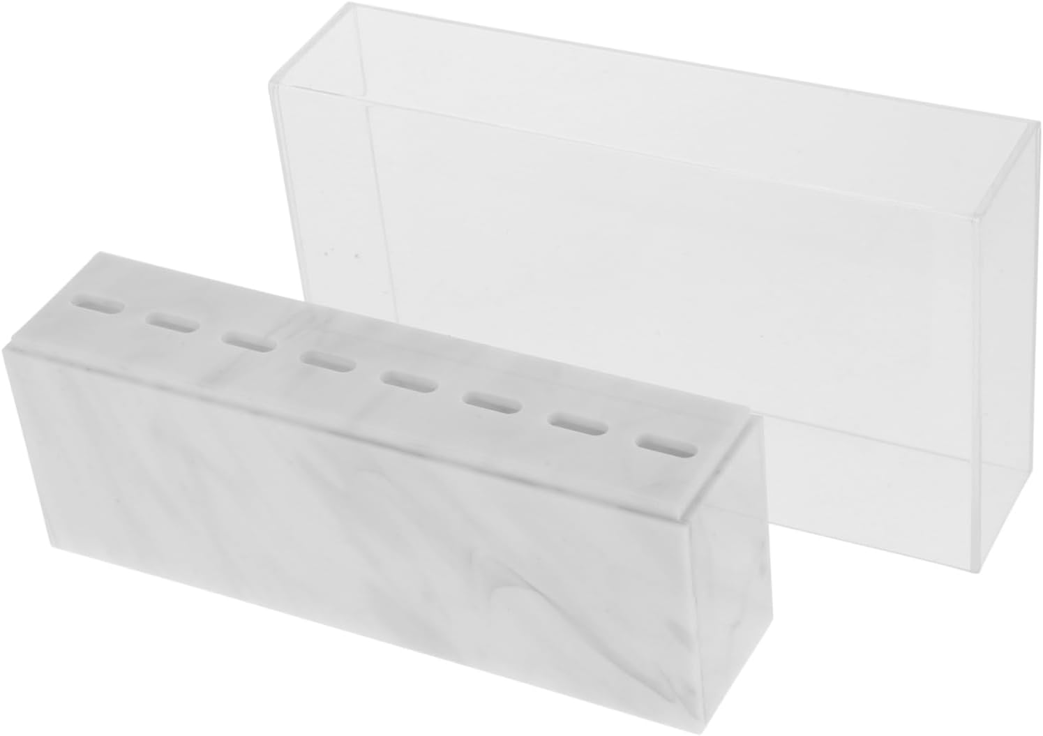 Didiseaon Acrylic Marble Pattern Tweezers Holder Stand with Storage for Eyelash Extension Tools and Makeup Brushes Non-slip Organizer Rack for Beauty Salons and Home Use