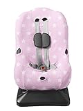 Haton Kinder Autositzbezug Jersey Gr. 1 universal für 3-Punkt und 5-Punkt Gurtsystem (rosa mit weißen Sternchen)